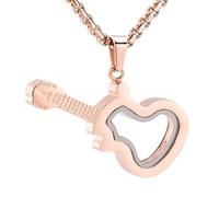 GMLRTOSPT Glass Guitar Shape Cremation Jewelry urns pendant necklace Ashes memorial Locket Keepsake funeral For musical lover musician-rose gold