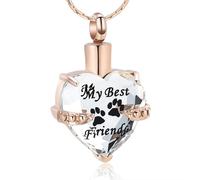 GMLRTOSPT Heart Birthstone Cremation Jewelry for Ashes Memorial Pendant Necklace for Women Keepsake Urn Necklace for Human Pet Ashes-Rose Gold and White