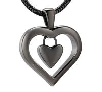GMLRTOSPT Polished Heart Cremation Jewelry Love in the Middle of Love Pendant Urn Necklace for Ashes Funeral Keepsake Ornament-Gray