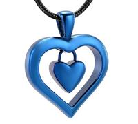 GMLRTOSPT Polished Heart Cremation Jewelry Love in the Middle of Love Pendant Urn Necklace for Ashes Funeral Keepsake Ornament-blue
