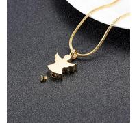 GMLRTOSPT Small Angel Pattern Ash Pendant 316 Steel Charms For Men Woman Urn Necklace Cremation Pendant Jewelry-gold