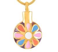 GMLRTOSPT Stainless Steel Round Colorful Sunflower Cremation Pendant Memorial Necklace Ashes Holder Urn Keepsake Funeral Jewelry-Gold and Purple
