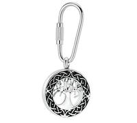 GMLRTOSPT Stainless Steel Tree of Life Ash Urn Keychain Circle Cremation Keyring For Ashes Custom Keepsake Jewelry