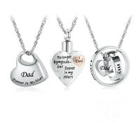 GMLRTOSPT Three-piece Dad In My Heart Urn Necklace Free Engrave Cat Human Ashes Holder Man's Gift Stainless Steel Jewelry