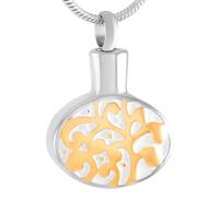 GMLRTOSPT Tree Of Life in Oval Stainless Steel Cremation Pendant Necklace Souvenir Urn Necklace Ashes Holder Memorial Jewelry-KKK