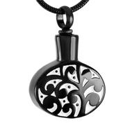 GMLRTOSPT Tree Of Life in Oval Stainless Steel Cremation Pendant Necklace Souvenir Urn Necklace Ashes Holder Memorial Jewelry-KKK_d