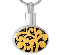 GMLRTOSPT Tree Of Life in Oval Stainless Steel Cremation Pendant Necklace Souvenir Urn Necklace Ashes Holder Memorial Jewelry-KKK_g