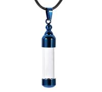GMLRTOSPT Vial Bottle Pendant Necklace Glass Tube With Durable Lid Human Pet Memorial Jewelry Ashes Locket Holder Funeral Keepsakes-Blue