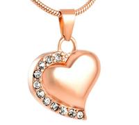 GMLRTOSPT White/Pink/Blue 316L stainless steel Crystal Heart cremation urn necklace Hold ashes keepsake memorial jewelry pendants-Rose Gold