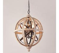 GMLSD Chandeliers,Rustic Retro Weathered Wooden Globe Metal Orb Crystal Chandelier, 3/5- Optional Light Fixture, Candle Style Lighting for Kitchen Island Entry Area Living Room Ceiling Light/Large-21