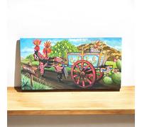 GMM Print on Canvas with Wooden Structure Modern Rectangular Paintings Typical Sicilian Decorative Prints (Azzurro Sicilian Cart)