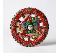 GMM Sicilian Style Decorative Magnet, Set of 1 - Includes Pinewood, Moorish Heads, Ficodindia, Sicilian Cannolo, Cart Wheel, Resin