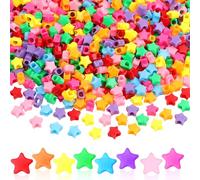 GMMA 1000Pcs Star Pony Beads Shapes for Friendship Bracelets Valentine's Day Colourful Rainbow Beads for DIY Jewelry Making Bracelet Necklace Party Decoration Supplies