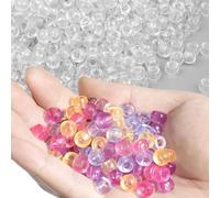 GMMA Transparent UV Pony Beads Bulk - 1000 Pcs Plastic Cute Clear Color Changing Beads for Friendship Bracelet & Necklace DIY Jewelry Making Party Decoration Supplies
