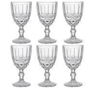 GMMH Vintage Wine Glass Set, 6x Glasses & Water Jug, Modern Vintage Look, 0.25l Capacity, Dishwasher Safe, Glass