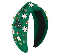 Gmmidea Christmas Snowflake Headbands for Women Crystal Pearl Tree Snowflake Knotted Headband Embellished Wide Twist Xmas Hairband Holiday Christmas Headpiece Outfits Accessories