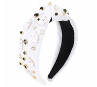 Gmmidea Halloween Ghost Headbands for Women Girls Cute Spooky Beaded Crystal Rhinestone Knotted Headband Ghost Costume Hair Accessories Halloween Holiday Cosplay Party Favors