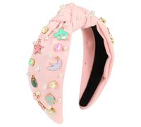 Gmmidea Ocean Knotted headband for Women Girls Starfish Seashell Jellyfish Fish Dolphin Decor Headband Pearl Rhinestone Jeweled Hairband Summer Beach Hair Accessories Holiday Gifts