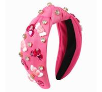 Gmmidea Valentines Knotted Headband for Women Valentine’s Day Gifts Heart Hair Accessories Rhinestone Crystal Red Pink Heart Headband with Angel Wing Love Headband Valentines Party Favors