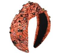 Gmmidea Women’s Halloween Headband Pumpkin Witch Hat Bat Spider Web Headband Bling Crystal Pearl Embellished Knot Headband Spooky Costume Accessories Halloween Holiday Hair Band