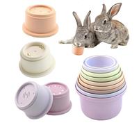 Gmokluytw Stackable Bunny Cups, Stackable Rabbit Cups | 8 Pieces Multicoloured Nesting Treat Toys, Enrichment Toys for Small Animals Rabbit Hiding Food and