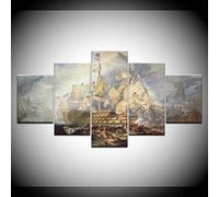 Gmoope Prints On Canvas 5 Piece Wall Art Print Canvas Painting Battle Of Trafalgar British Royal Navy Hd Print 5 Panel Canvas Pictures Poster Home Wall Decoration Artwork Mural Photo