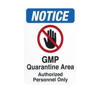 GMP Quarantine Area, Authorised Personnel Only Metal Warning Sign with Easy Install for Indoor Outdoor Security, Business Office Home Garden Street Decor 20 x 30 cm