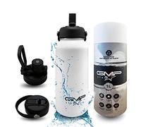 GMP star 18-8 Stainless Steel-Double-Wall Vacuum Insulated Water Bottle Flask for Hot and Cold Drinks with two different lids,Eco-friendly packaging,UK Company,1 Litre, white