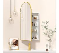 Gmpeccable bathroom mirror, Bathroom Mirror Cabinet, Recessed Wall-Mounted Storage Mirror with Cabinet, 50x76 cm, Modern Arched Design for Enhanced Space and Functionality