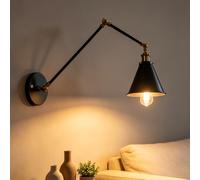 GmpTzitzith Black Gold Wall Sconces, Modern Industrial Swing Arm, Solid Metal Construction Wall Lamp, Ideal For Master Bedroom, Guest Room & Kids' Study Area cover-20 * 20