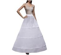 GMQWRK Petticoat for Women UK Vintage Underskirt A-Line Crinoline Half Slips Petticoat Rockabilly Long Maxi Skirt Hoopless Under Skirt Wedding Prom Evening Party Crinoline White-Hoopless 07