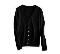 GMQWRK Women's Cardigans Long Sleeve V Neck Button Down Knit Shrugs Cardigan Lightweight Casual Slim-Fit Knitted Shirts for Petite Ladies Open Front Top Fall Outerwear Sweater Knitwear