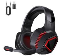 gmrpwnage Wireless Gaming Headset PC for PS5, PS4, Mac, Switch, 2.4GHz Wireless Gaming Headphones, Bluetooth 5.2, Adjustable Noise Canceling Mic, 3.5MM Wired Mode for Xbox Series(Red)