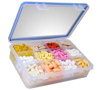 GMS 12 Compartment Vitamin Pill Organizer - Large Size Suitable for Multiple Supplements & Tablets - Safe, Secure Design with Easy Locking Lid - Medicine Cabinet Organizer & Ideal for Travel