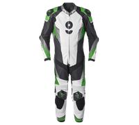 GMS GRC-1 One Piece Motorcycle Leather Suit, black/white/green, size 48