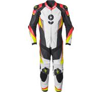 GMS GRC-1 One Piece Motorcycle Leather Suit, black-red-yellow, size 54 for Men