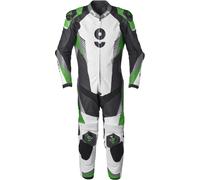 GMS GRC-1 One Piece Motorcycle Leather Suit, black-white-green, size 50 for Men