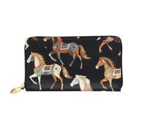 GMSGHJHDR 3D Brown Horse Long Leather Wallet for Women with Zip â€“ Pu Leather Purse with Multiple Card Slots and Coin Pocket, Stylish Clutch Phone Card Holder