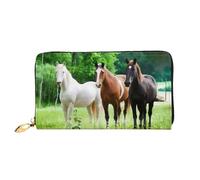 GMSGHJHDR 3D Brown White Horse Long Leather Wallet for Women with Zip â€“ Pu Leather Purse with Multiple Card Slots and Coin Pocket, Stylish Clutch Phone Card Holder