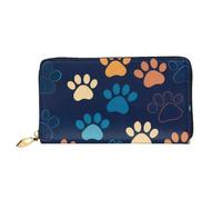 GMSGHJHDR 3D Cute Dog Tracks Long Leather Wallet for Women with Zip â€“ Pu Leather Purse with Multiple Card Slots and Coin Pocket, Stylish Clutch Phone Card Holder