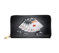 GMSGHJHDR 3D Poker Tournament Long Leather Wallet for Women with Zip – Pu Leather Purse with Multiple Card Slots and Coin Pocket, Stylish Clutch Phone Card Holder