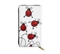 GMSGHJHDR Art Ladybug Tracks Long Leather Wallet for Women with Zip â€“ Pu Leather Purse with Multiple Card Slots and Coin Pocket, Stylish Clutch Phone Card Holder