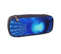 GMSGHJHDR Blue Hippie Art 3D Print Leather Pencil Case, Large Capacity Pencil Pen Case, School Stationery Organizer Bag with Zip, Pencase Pencil Pouch for Girls Boys Students College Office
