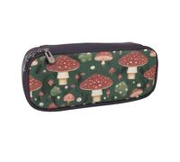 GMSGHJHDR Bright Mushrooms Art 3D Print Leather Pencil Case, Large Capacity Pencil Pen Case, School Stationery Organizer Bag with Zip, Pencase Pencil Pouch for Girls Boys Students College Office