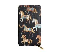 GMSGHJHDR Brown Horse Long Leather Wallet for Women with Zip â€“ Pu Leather Purse with Multiple Card Slots and Coin Pocket, Stylish Clutch Phone Card Holder