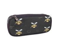 GMSGHJHDR Bumble Bees 3D Print Leather Pencil Case, Large Capacity Pencil Pen Case, School Stationery Organizer Bag with Zip, Pencase Pencil Pouch for Girls Boys Students College Office