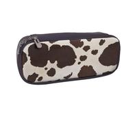 GMSGHJHDR Cow Fur Print 3D Print Leather Pencil Case, Large Capacity Pencil Pen Case, School Stationery Organizer Bag with Zip, Pencase Pencil Pouch for Girls Boys Students College Office