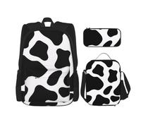 GMSGHJHDR Cow Spot Print School Bag Backpack Pencil Case and Lunch Bag Set, Lightweight Travel Rucksack Primary Middle Bookbag for Kids Teens Girls Boys Student