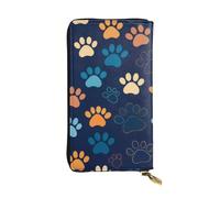 GMSGHJHDR Cute Dog Tracks Long Leather Wallet for Women with Zip â€“ Pu Leather Purse with Multiple Card Slots and Coin Pocket, Stylish Clutch Phone Card Holder