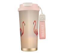 GMSGHJHDR Cute Flamingo Print 16 Oz Coffee Travel Mug, Tumbler Cup Leakproof, 316 Stainless Steel Vacuum Insulated Tumbler with Lid and Straw, Hot & Cold Drinks for Office Party Camping